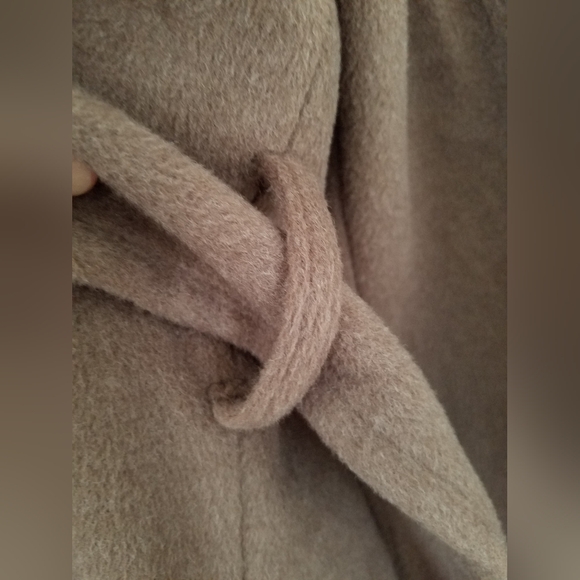 NWOT ASOS DESIGN Top Collar Boyfriend Belted Coat Mushroom Size Med - Picture 14 of 16